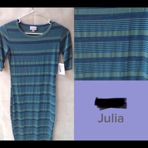 New Lularoe Teal Striped Julia Dress